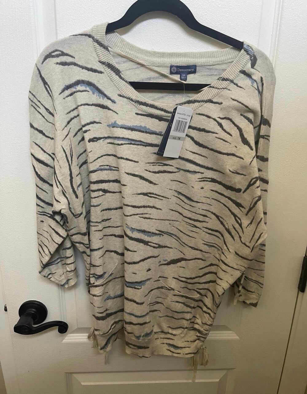 Democracy Sweater Sz 1x zebra print NEW with tags